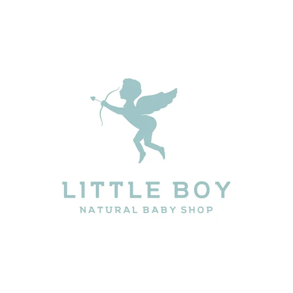 Bebek Mağazası Market Logosu Tasarımı Için Şirin Aşk Tanrısı — Stok Vektör