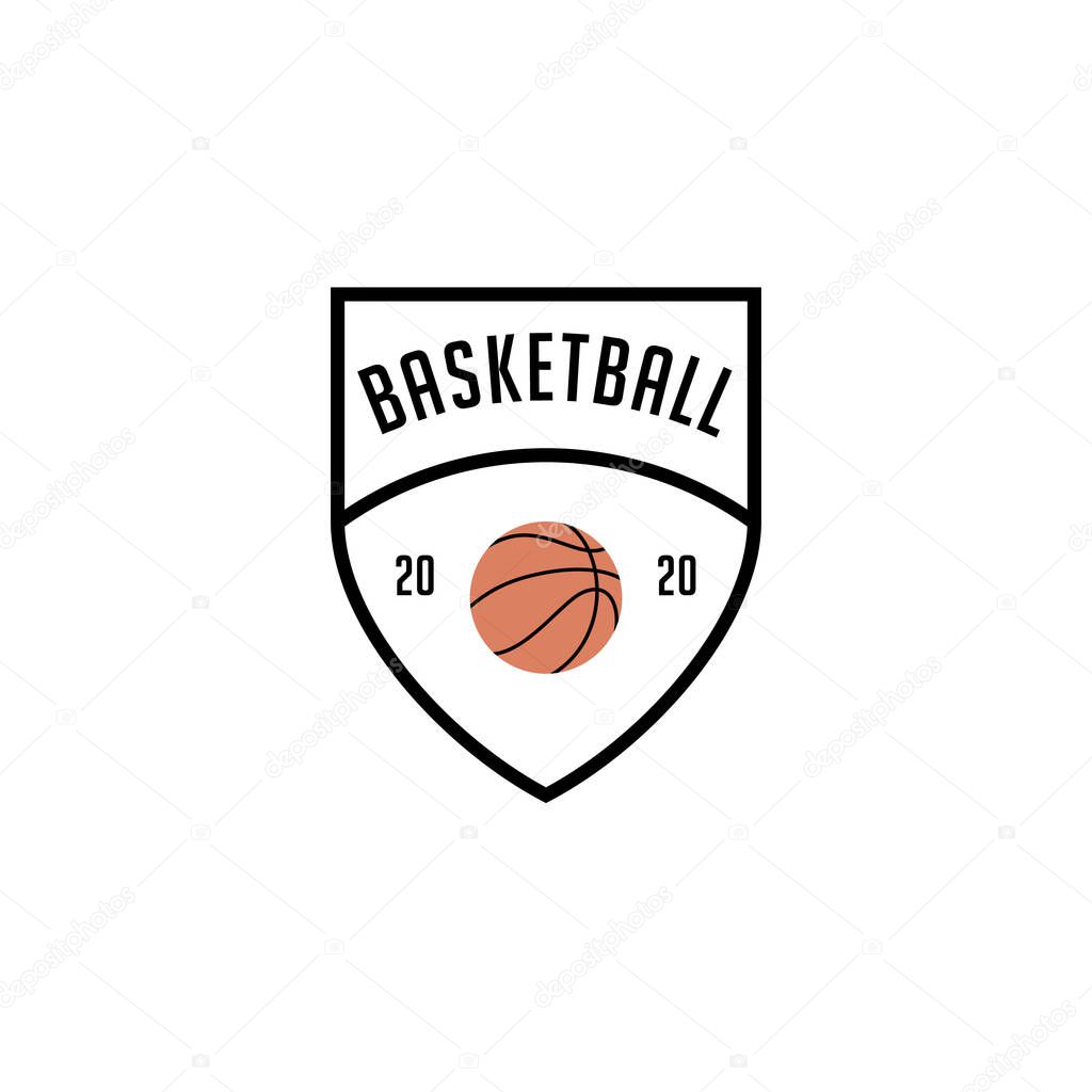 Simple vector basketball shield logo emblem