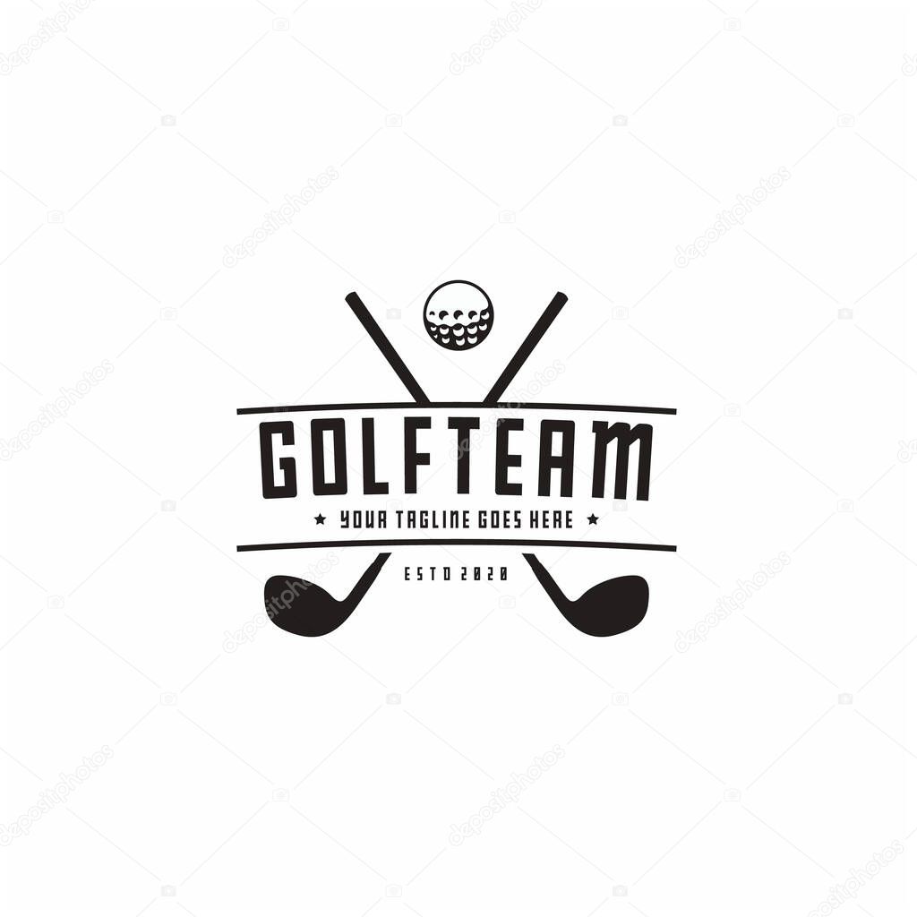 Golf Logo design, vintage retro crossed stick golf badge label logo design