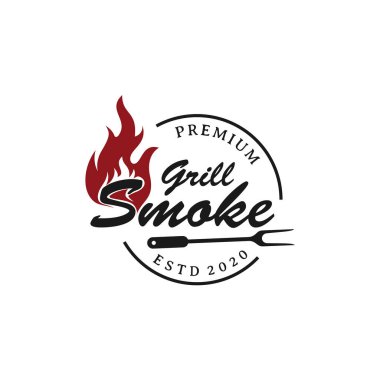 Rustic Vintage BBQ Grill, Barbekü, Barbekü Etiketi Logo Tasarımı