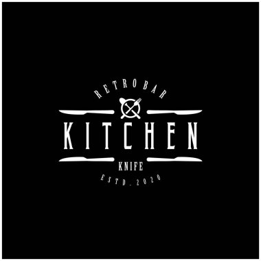 Klasik Retro Etiket Logosu Logosu Bıçaklı ve çatallı yemek restoranları için