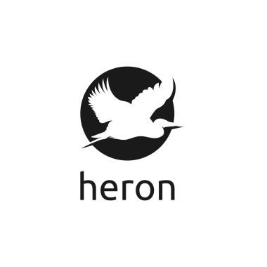 Leylek Balıkçıl kuşu Sunset logo tasarımında uçuyor