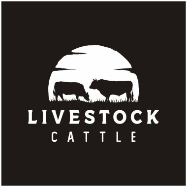 Klasik Angus Sığırları veya Hayvancılık logosu tasarımı