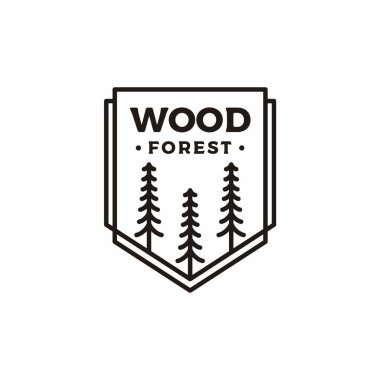 Retro Vintage çizgisi Evergreen, Pines, Spruce, Sedir ağacı logosu tasarımı