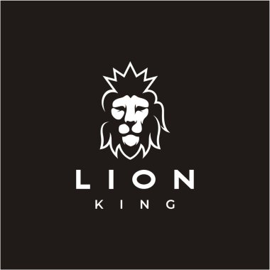 Aslan başlı vektör logosu, zarif aslan logosu tasarımı çizimi, aslan başlı taç logosu.