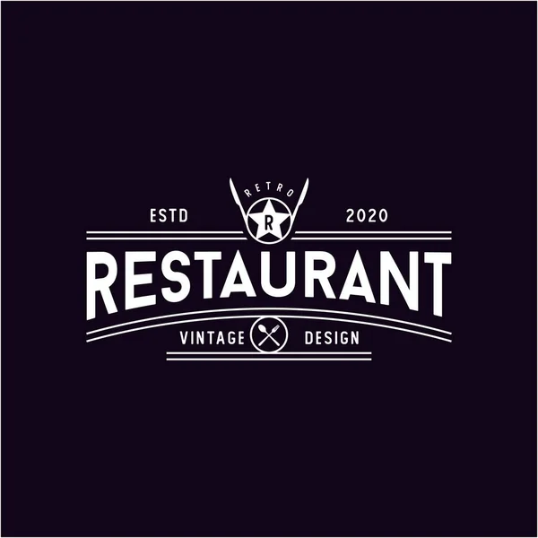 Löffelgabelmesser Mit Stern Für Restaurant Bar Bistro Vintage Retro Logo — Stockvektor