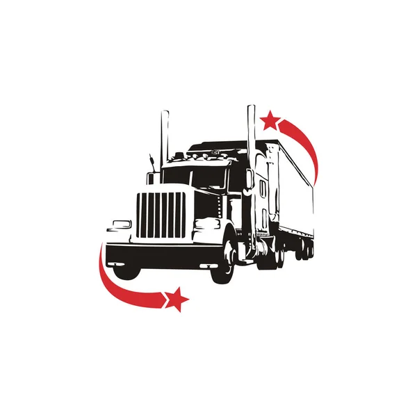 Silhouet Container Truck Met Pijlen Sterren Voor Het Vervoeren Van — Stockvector