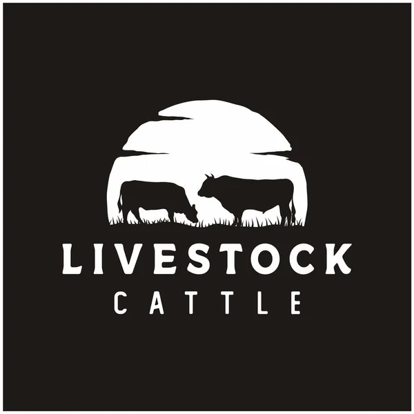 Design Logotipo Gado Gado Angus Vintage — Vetor de Stock