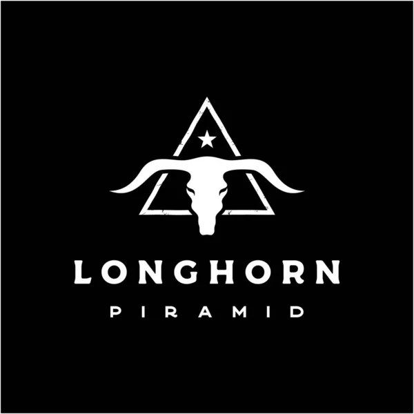 Vintage Retro Texas Longhorn Buffalo Bull Cow Nötkreatur För Western — Stock vektor