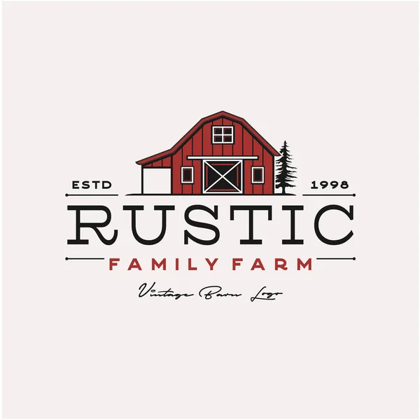 Vintage Retro Rustic Barn Farm Logo Design Illustration — Stock vektor
