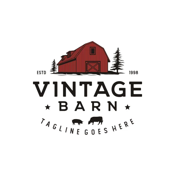 Vintage Retro Rustic Barn logo tasarımı Illustration
