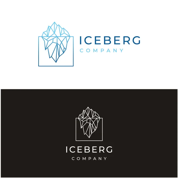 Iceberg Logotipo Linha Geométrica Esboço Linha Arte Logotipo Design Inspiração — Vetor de Stock