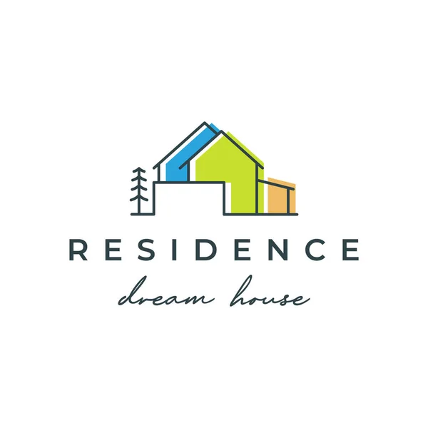 İnşaat veya mimarlık şirketi için soyut bir ev. Ev dekorasyonu unsurları logo tasarımı ilhamı ile depolama için vektör amblemi