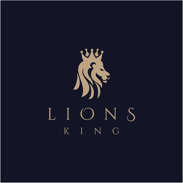 Aslan başlı vektör logosu, zarif aslan logosu tasarımı çizimi, aslan başlı taç logosu.