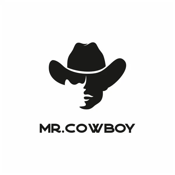 Western Cowboy head Silhouette Logo design - Stock Illustration. 