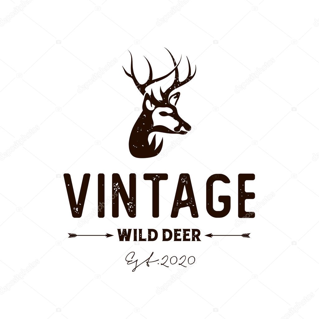 Vintage rustic deer hunter logo design