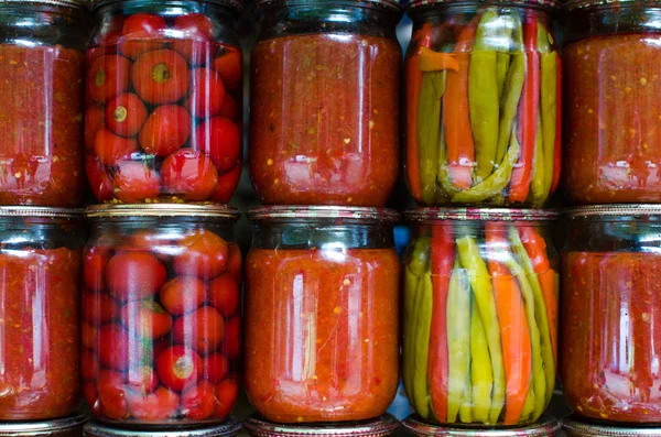 canned vegetables in cans for storage to eat in winter