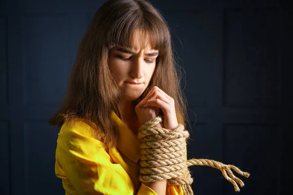 tied with rope young woman tied hands woman in captivity