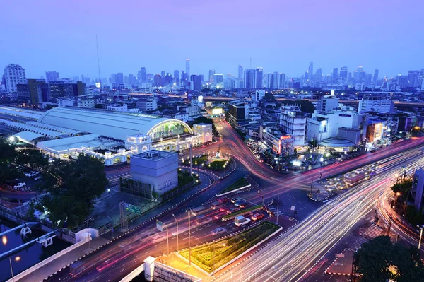 Car Light Trails City Intersection Traffic — Stock Photo, Image