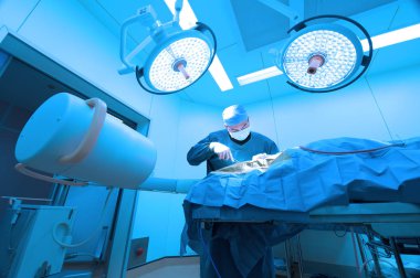 Veteriner Cerrahi operasyon odasında aydınlatma sanat ile almak ve filtre mavi