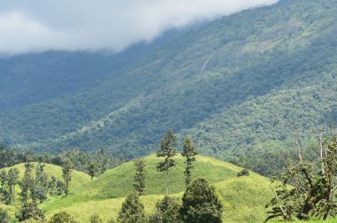 Manzara deniz sis, dağlar, Tayland