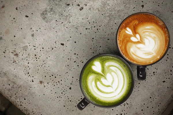 Une Tasse Thé Vert Matcha Latte Une Tasse Café Latte — Photo