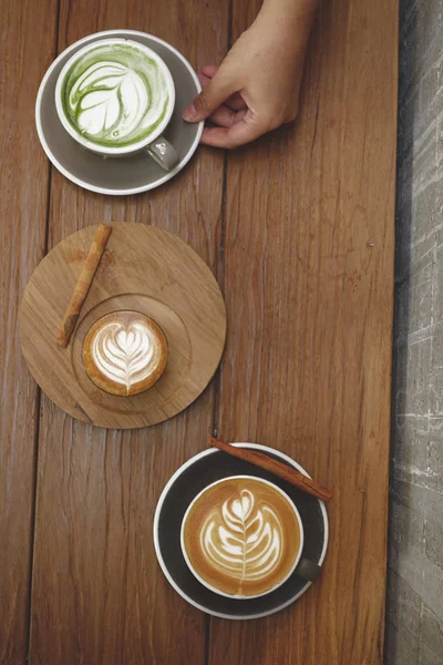 Une Tasse Thé Vert Matcha Latte Une Tasse Café Latte — Photo