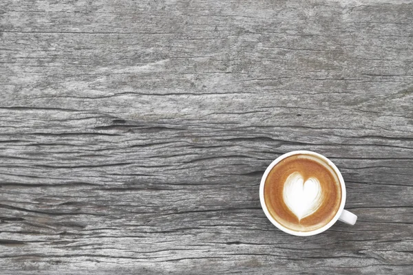 Una Taza Café Latte Arte Sobre Fondo Madera — Foto de Stock