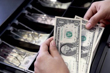 Yüksek açı görünümünü değiştirmek nakit için arama kasiyer