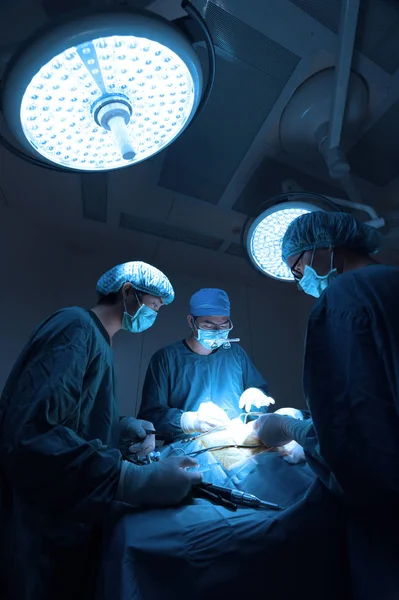 Groep Van Dierenarts Chirurgie Operatie Kamer Meenemen Aan Kunst Verlichting — Stockfoto