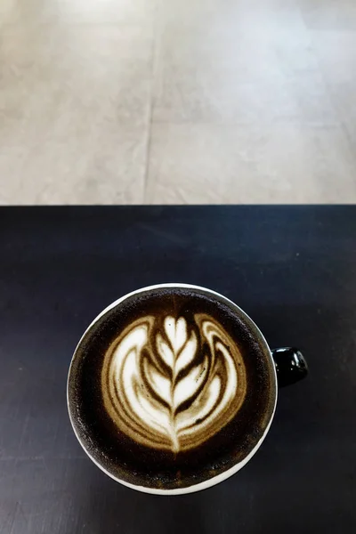 Καφέ Latte Art Ξύλινο Φόντο — Φωτογραφία Αρχείου