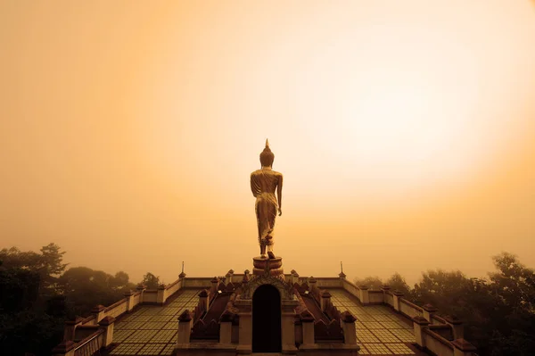 Observa Amanecer Por Mañana Con Una Gran Estatua Buda Wat — Foto de Stock