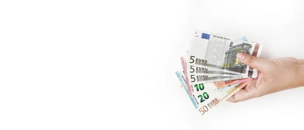Nahaufnahme Der Banknote Auf Der Hand Für Hintergrund — Stockfoto