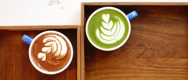 Une Tasse Thé Vert Matcha Latte Une Tasse Café Latte — Photo