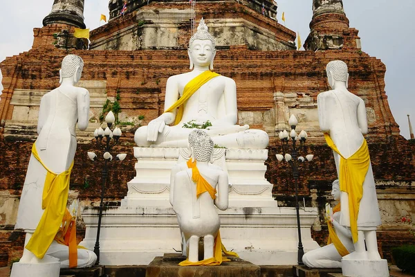 Paisaje Una Pagoda Del Templo Wat Yai Chaimongkol Templo Famoso — Foto de Stock