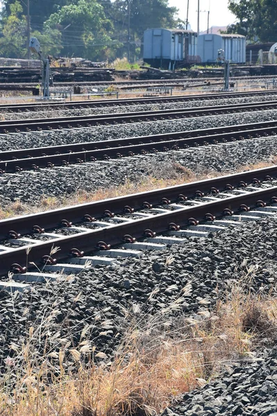 Caminhos Ferro Vias Férreas Para Transporte Ferroviário — Fotografia de Stock