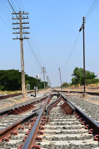 Caminhos Ferro Vias Férreas Para Transporte Ferroviário — Fotografia de Stock