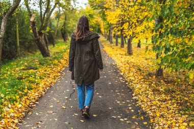 Boş Park sokakta gezinan kadın