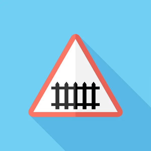 Level Crossing Barriers Ahead Icon Road Signs Flat Design Style — Stock Vector