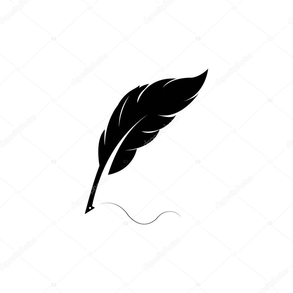 feather pen logo illustration design