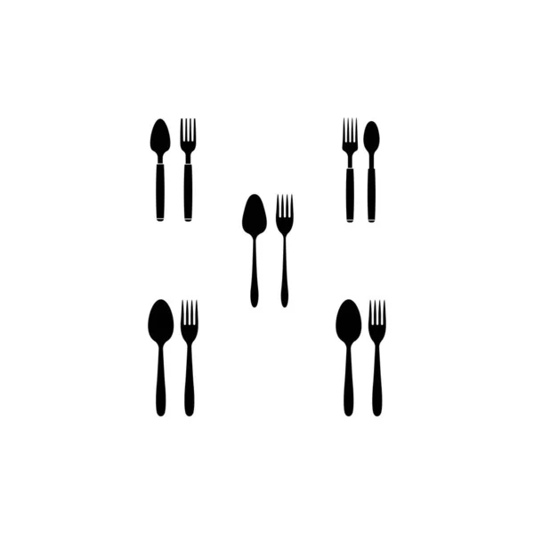 Cucchiaio Forchetta Logo Disegno Illustrazione — Vettoriale Stock