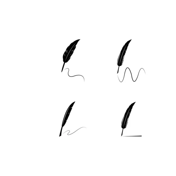 Tüy Kalem Logo Vektör Şablonu — Stok Vektör