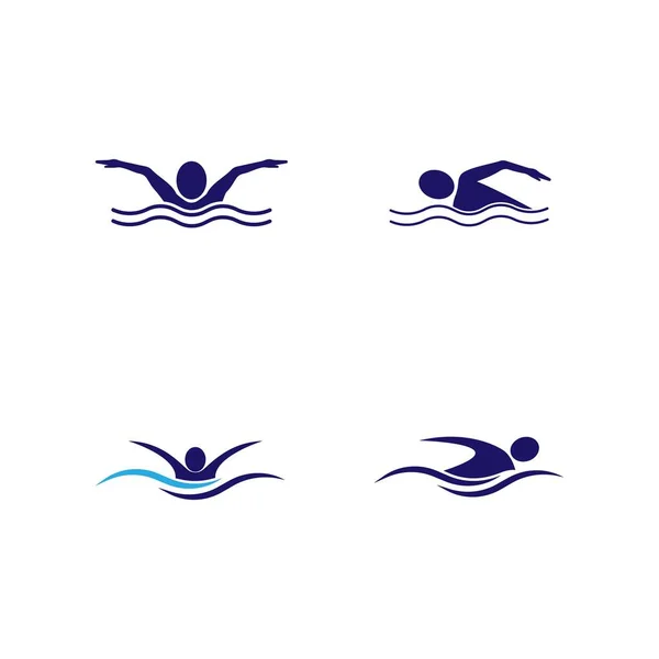 Natación Deporte Logo Ilustración Vector — Archivo Imágenes Vectoriales