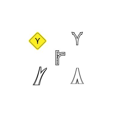 Yol logosundaki çatal çizim tasarımı