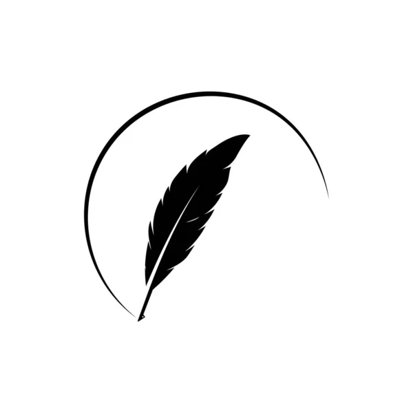 Feather Pen Logo Vector Template — Stock Vector