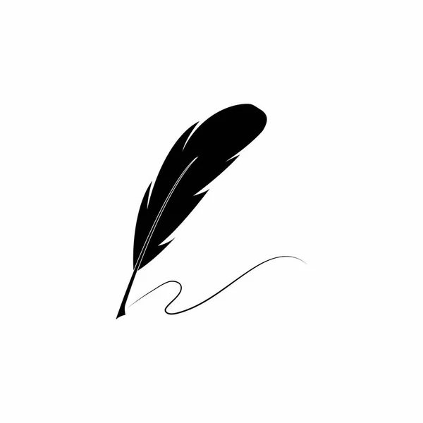 Feather Pen Logo Vector Template — Stock Vector