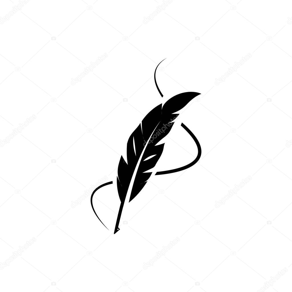 feather pen logo illustration design