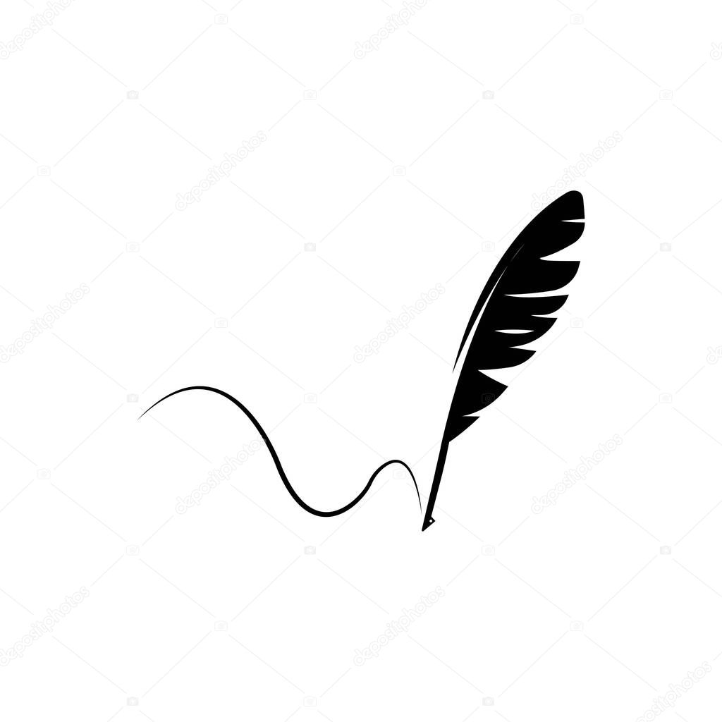 feather pen logo illustration design