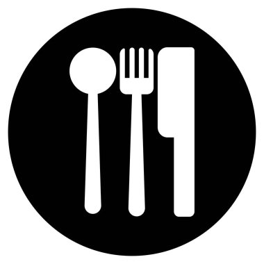 siyah ve beyaz logo kaşığı ve çatal vektör şablonu