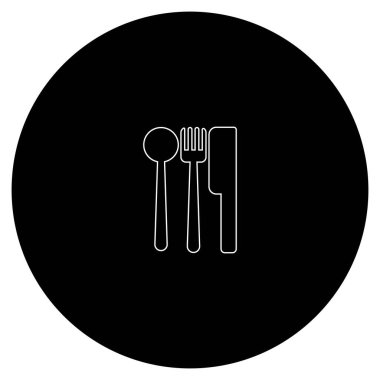 siyah ve beyaz logo kaşığı ve çatal vektör şablonu